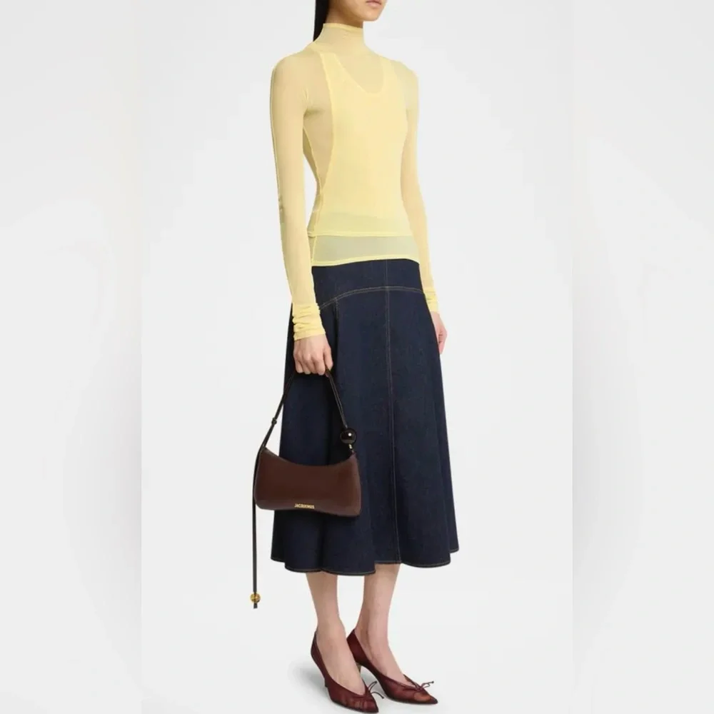 Jacquemus Brown Leather Shoulder Bag with Amber Bead Accents - Picture 6 of 8